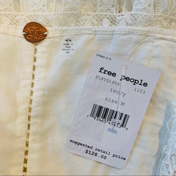 Free People NWT Ivory Verona Lace Cut Out Dress - Picture 11 of 14